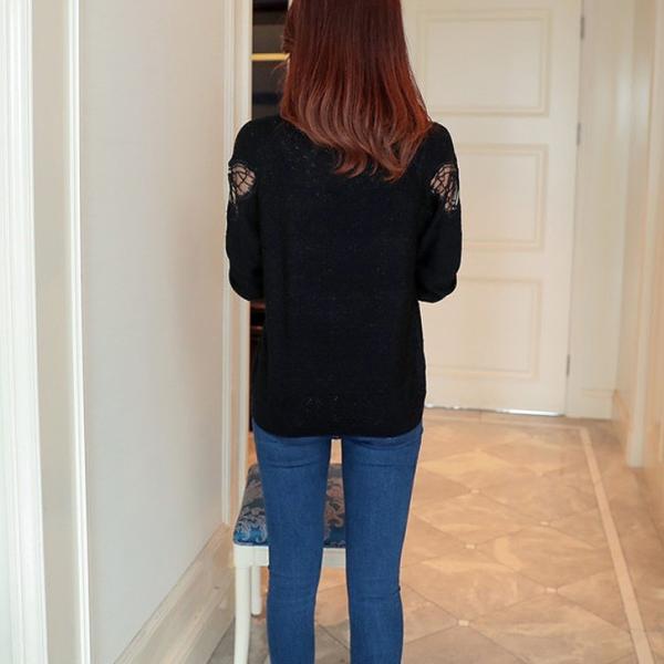 レディース　トップス　ニット　セーター　ラウンドネック　長袖　無地　蝶　カジュアル　大人可愛い　フェミニン　オフィス　お出かけ　デート　デイリー　ブラック　レッド　ピンク　ホワイト　ブラウン　フリーサイズ　送料無料