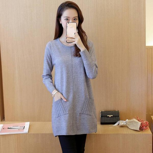 レディース　ニット　セーター　ロング丈　プルオーバー　カットソー　長袖　シンプル　トップス　カジュアル　キュート　大人　可愛い　フェミニン　おしゃれ　お出かけ　オフィス　デイリー　普段着　グレー　ピンク　ブラック　レッド　カーキ　フリーサイズ　送料無料