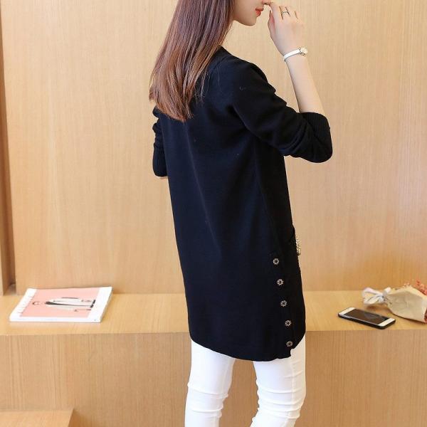 レディース　ニット　セーター　ロング丈　プルオーバー　カットソー　長袖　シンプル　トップス　カジュアル　キュート　大人　可愛い　フェミニン　おしゃれ　お出かけ　オフィス　デイリー　普段着　グレー　ピンク　ブラック　レッド　カーキ　フリーサイズ　送料無料