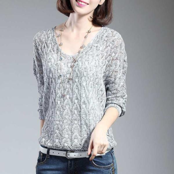 レディース　ニット　Vネック　セーター　プルオーバー　カットソー　長袖　シンプル　トップス　カジュアル　キュート　大人　可愛い　フェミニン　おしゃれ　お出かけ　オフィス　デイリー　普段着　グレー　ブラック　レッド　フリーサイズ　ワンサイズ　送料無料