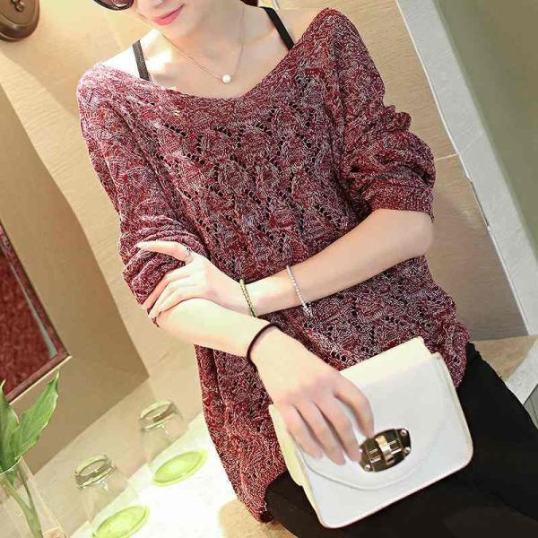 レディース　ニット　Vネック　セーター　プルオーバー　カットソー　長袖　シンプル　トップス　カジュアル　キュート　大人　可愛い　フェミニン　おしゃれ　お出かけ　オフィス　デイリー　普段着　グレー　ブラック　レッド　フリーサイズ　ワンサイズ　送料無料