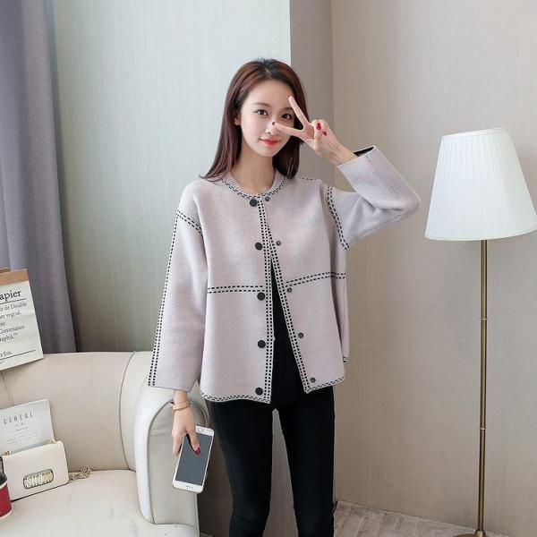 レディース　カーディガン　ニット　セーター　羽織　長袖　ライン　シンプル　トップス　カジュアル　キュート　大人　可愛い　フェミニン　おしゃれ　お出かけ　オフィス　デイリー　普段着　ブラック　グレー　ブラウン　　フリーサイズ　ワンサイズ　送料無料