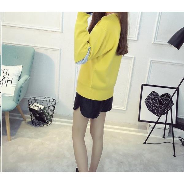 レディース　ニット　セーター　カットソー　長袖　シンプル　トップス　カジュアル　キュート　大人　可愛い　フェミニン　おしゃれ　お出かけ　オフィス　デイリー　普段着　イエロー　ブラウン　ブルー　ブラック　ピンク　フリーサイズ　送料無料