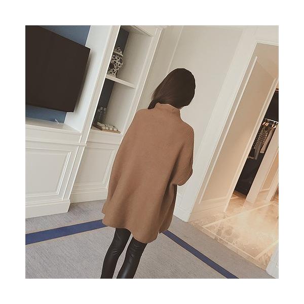 レディース　ワンピース　ウール　ニットワンピ　ボーダー　ゆったり　ミディ丈　ひざ丈　長袖　スカート　カジュアル　キュート　可愛い　フェミニン　きれいめ　上品　エレガント　おしゃれ　お出かけ　お呼ばれ　カーキ　レッド　フリーサイズ　送料無料