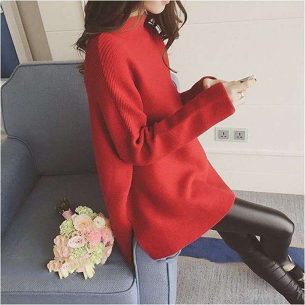 レディース　ワンピース　ウール　ニットワンピ　ボーダー　ゆったり　ミディ丈　ひざ丈　長袖　スカート　カジュアル　キュート　可愛い　フェミニン　きれいめ　上品　エレガント　おしゃれ　お出かけ　お呼ばれ　カーキ　レッド　フリーサイズ　送料無料