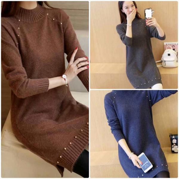 レディース　ワンピース　ニットワンピ　ハイネック　ミニ丈　スリム　タイト　長袖　スカート　カジュアル　キュート　可愛い　フェミニン　きれいめ　上品　エレガント　おしゃれ　お出かけ　お呼ばれ　ブラック　ブラウン　オリーブ　レッド　ネイビー　送料無料