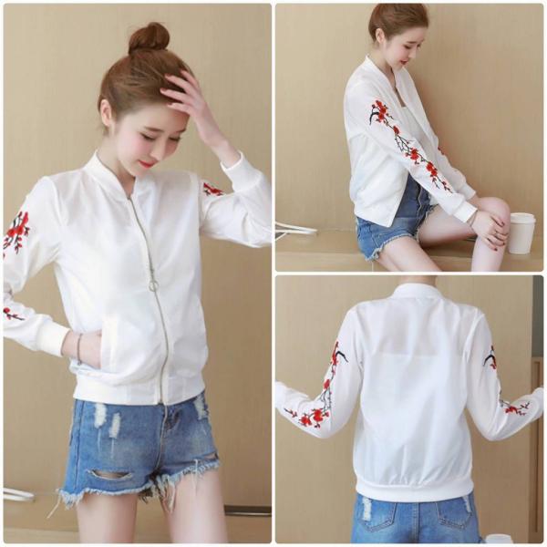 レディース　アウター　刺繍　花柄　ベースボールジャケット　カジュアル　長袖　キュート　大人　可愛い　フェミニン　きれいめ　エレガント　おしゃれ　お出かけ　デイリー　オフィス　普段着　ホワイト　レッド　ブラック　大きいサイズ　送料無料
