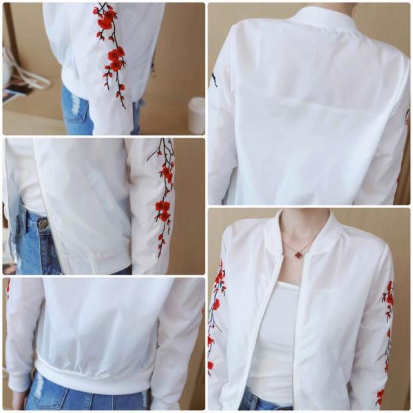 レディース　アウター　刺繍　花柄　ベースボールジャケット　カジュアル　長袖　キュート　大人　可愛い　フェミニン　きれいめ　エレガント　おしゃれ　お出かけ　デイリー　オフィス　普段着　ホワイト　レッド　ブラック　大きいサイズ　送料無料