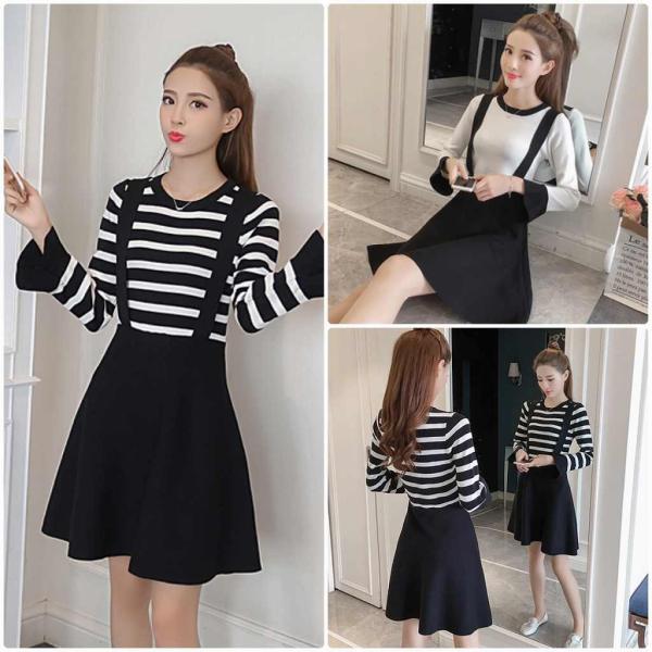 レディース　ワンピース　レイヤード風　ニットワンピ　ミニ丈　フレアスリーブ　長袖　スカート　カジュアル　キュート　可愛い　フェミニン　きれいめ　上品　エレガント　おしゃれ　お出かけ　お呼ばれ　ブラック　ネイビー　S　M　L　サイズ　送料無料