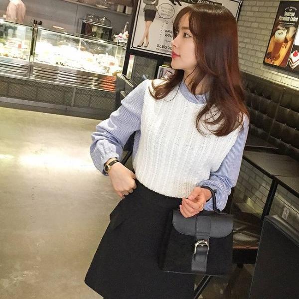 レディース　ブラウス　ストライプ　長袖　シャツ　トップス　カジュアル　キュート　可愛い　フェミニン　きれいめ　上品　エレガント　おしゃれ　お出かけ　オフィス　デート　デイリー　ホワイト×ブルー　S　M　L　XL　サイズ　送料無料