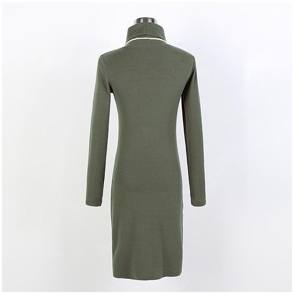 レディース　ワンピース　タートルネック　ミディ丈　タイト　スリム　長袖　スカート　カジュアル　キュート　可愛い　フェミニン　きれいめ　上品　エレガント　おしゃれ　お出かけ　お呼ばれ　レッド　オリーブ　ブラック　S　M　L　XL　XXL　大きいサイズ　送料無料