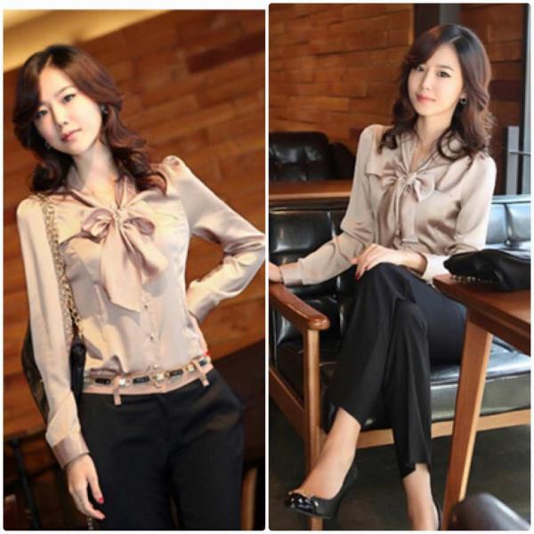 レディース　トップス　シフォン　シャツ　リボンタイ　無地　スリム　長袖　カジュアル　大人可愛い　フェミニン　オフィス　通勤　OL　社会人　お出かけ　デート　ベージュ　ワイン　S　M　L　XL　2XL　3XL　送料無料