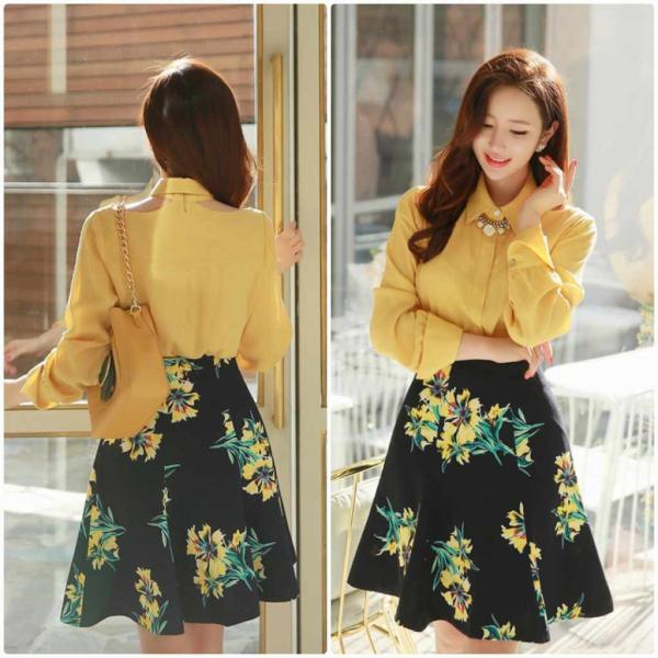 レディース　トップス　シフォン　シャツ　無地　長袖　カジュアル　大人可愛い　フェミニン　オフィス　通勤　OL　社会人　お出かけ　デート　イエロー　S　M　L　XL　2XL　送料無料