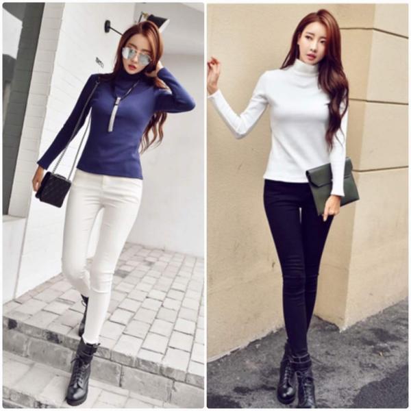 レディース　トップス　ハイネック　カットソー　長袖　スリム　無地　秋冬　厚手　カジュアル　大人可愛い　フェミニン　オフィス　お出かけ　デート　ホワイト　ブラック　ブルー　レッド　ブラウン　S　M　L　XL　2XL　3XL　送料無料