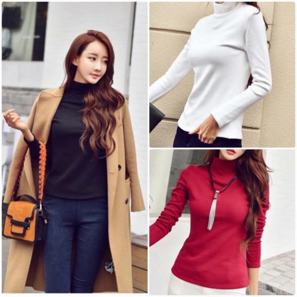 レディース　トップス　ハイネック　カットソー　長袖　スリム　無地　秋冬　厚手　カジュアル　大人可愛い　フェミニン　オフィス　お出かけ　デート　ホワイト　ブラック　ブルー　レッド　ブラウン　S　M　L　XL　2XL　3XL　送料無料