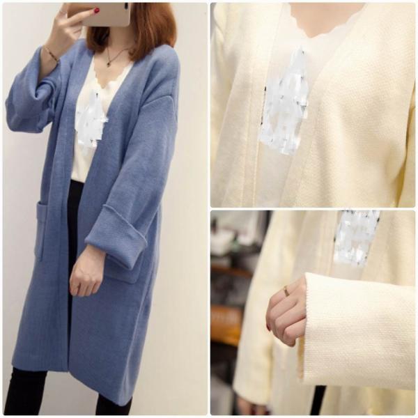 レディース　アウター　コーディガン　ニット　長袖　ポケット付き　無地　カジュアル　大人可愛い　フェミニン　オフィス　お出かけ　デート　レッド　ホワイト　ブルー　フリー　送料無料