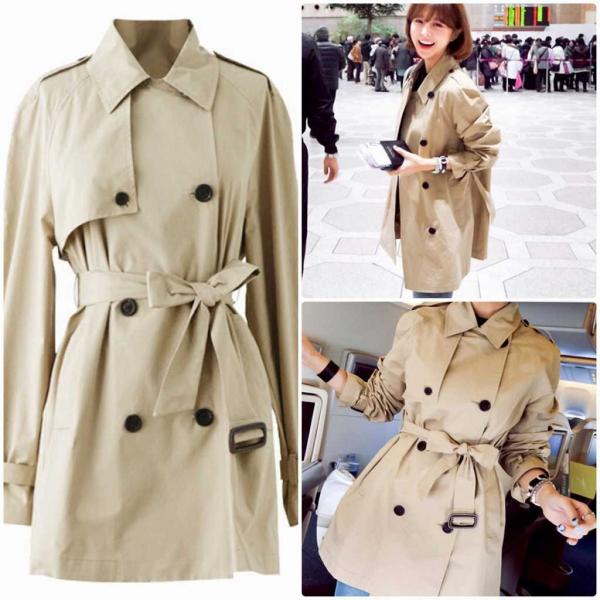 レディース　トレンチコート　ジャケット　アウター　ダブルブレスト　カジュアル　長袖　キュート　大人　可愛い　フェミニン　きれいめ　エレガント　おしゃれ　お出かけ　お呼ばれ　デイリー　オフィス　普段着　カーキ　S　M　L　XL　サイズ　送料無料