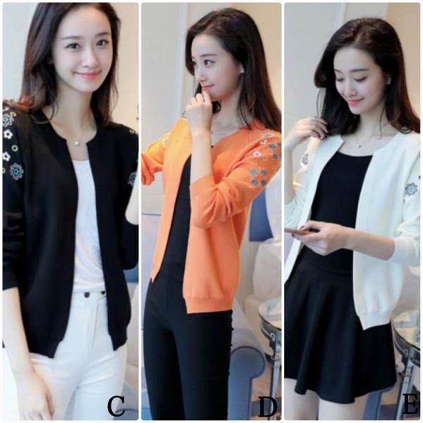 レディース　カーディガン　ニット　セーター　羽織　長袖　花柄　刺繍　トップス　カジュアル　キュート　大人　可愛い　フェミニン　おしゃれ　お出かけ　オフィス　デイリー　普段着　ホワイト　ピンク　ブラック　レッド　オレンジ　フリーサイズ　送料無料