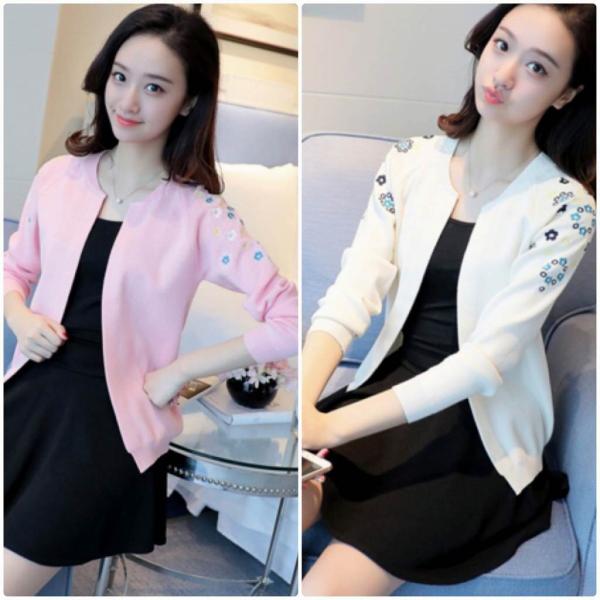 レディース　カーディガン　ニット　セーター　羽織　長袖　花柄　刺繍　トップス　カジュアル　キュート　大人　可愛い　フェミニン　おしゃれ　お出かけ　オフィス　デイリー　普段着　ホワイト　ピンク　ブラック　レッド　オレンジ　フリーサイズ　送料無料