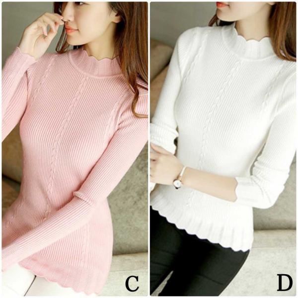 レディース　ニット　セーター　カットソー　長袖　シンプル　タイト　スリム　トップス　カジュアル　キュート　大人　可愛い　フェミニン　おしゃれ　お出かけ　オフィス　デイリー　普段着　ピンク　ブラック　レッド　ホワイト　S　M　L　サイズ　送料無料