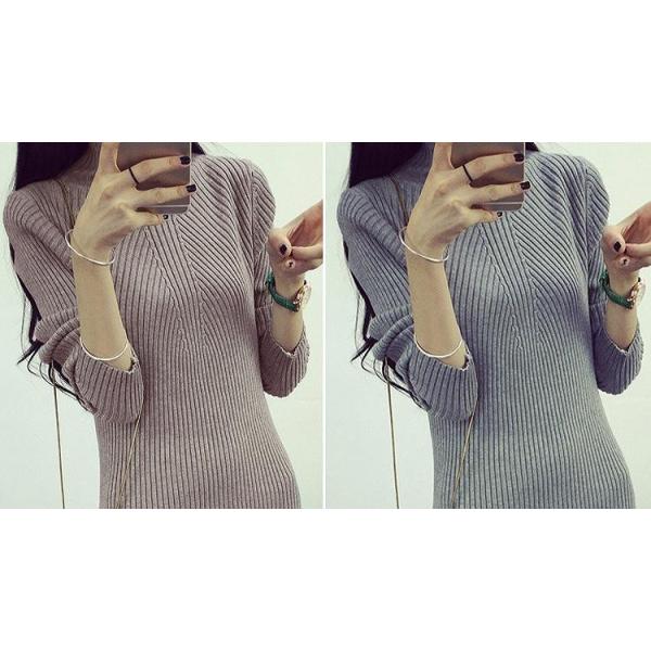 レディース　ワンピース　ニットワンピ　ミニ丈　ハイネック　タイト　スリム　長袖　スカート　カジュアル　キュート　可愛い　フェミニン　きれいめ　上品　エレガント　おしゃれ　お出かけ　お呼ばれ　カーキ　ブラック　レッド　グリーン　ベージュ　グレー　送料無料