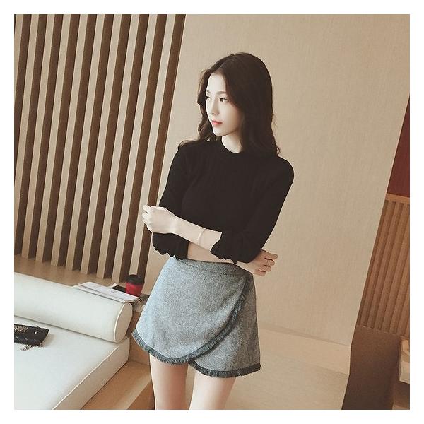 レディース　カットソー　ニット　セーター　長袖　タイト　スリム　無地　シンプル　トップス　カジュアル　キュート　大人　可愛い　フェミニン　おしゃれ　お出かけ　オフィス　デイリー　普段着　ホワイト　カーキ　ブラック　フリーサイズ　ワンサイズ　送料無料