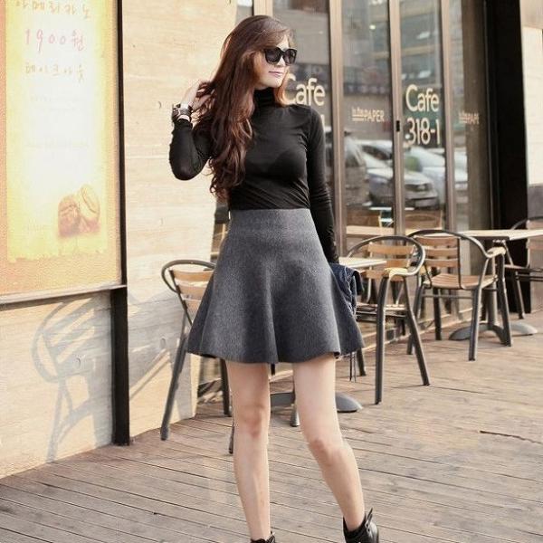 レディース　スカート　ハイウエスト　秋　冬　ミニ丈　ボトムス　カジュアル　キュート　大人　可愛い　フェミニン　きれいめ　おしゃれ　お出かけ　デイリー　二次会　お呼ばれ　グレー　グリーン　ブラック　レッド　チェック　千鳥格子　フリーサイズ　送料無料