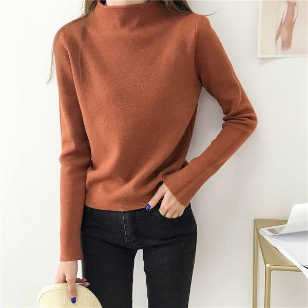 レディース　ニット　ハイネック　セーター　カットソー　長袖　トップス　カジュアル　大人　可愛い　フェミニン　おしゃれ　お出かけ　ホワイト　ベージュ　ライトグリーン　グリーン　イエロー　ブラック　グレー　ブルー　パープル　ピンク　ブラウン　送料無料