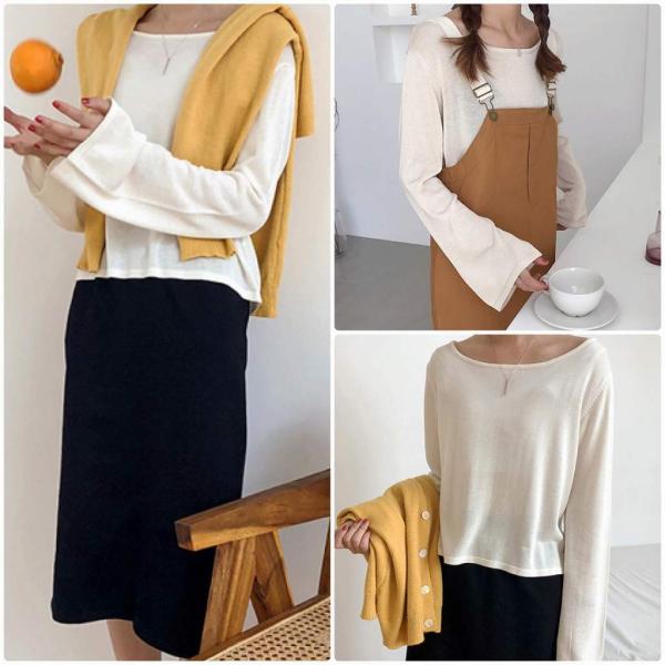 レディース　ニット　ラウンドネック　セーター　長袖　シンプル　ゆったり　オーバーサイズ　トップス　カジュアル　キュート　大人　可愛い　フェミニン　おしゃれ　お出かけ　オフィス　デイリー　普段着　グリーン　ブラック　ホワイト　ブルー　ベージュ　送料無料