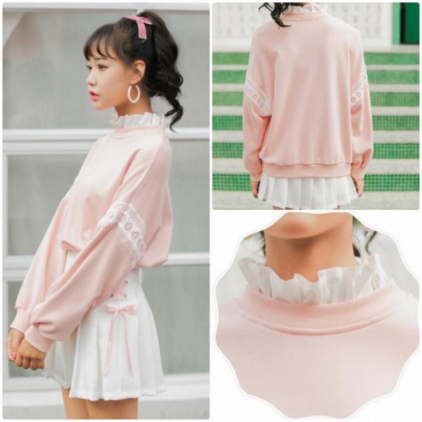 レディース　上下別売り　スウェット　フリル　スカート　ミニ丈　長袖　カジュアル　キュート　可愛い　フェミニン　きれいめ　上品　エレガント　おしゃれ　お出かけ　デイリー　お呼ばれ　大きいサイズ　ピンク　ホワイト　S　M　L　サイズ　送料無料