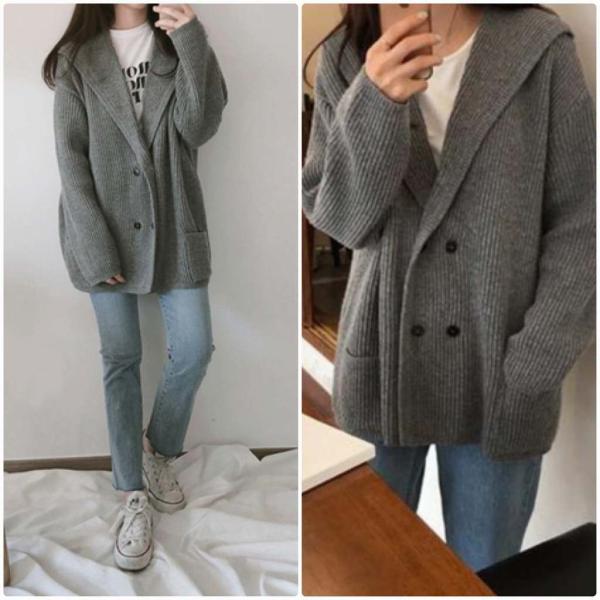 レディース　カーディガン　ニット　セーター　オーバーサイズ　ゆったり　羽織　長袖　トップス　カジュアル　キュート　大人　可愛い　フェミニン　おしゃれ　お出かけ　オフィス　デイリー　普段着　グレー　ベージュ　オートミール　フリーサイズ　ワンサイズ　送料無料