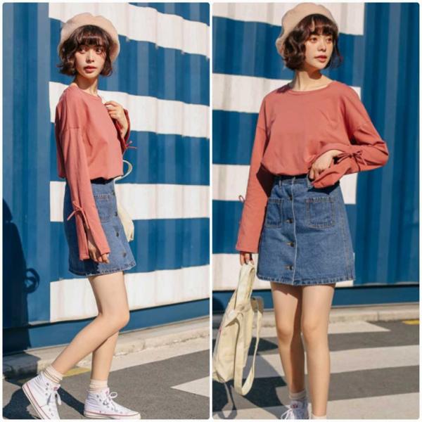 レディース　Tシャツ　フレアスリーブ　長袖　無地　シンプル　ボーダー　ロングTシャツ　ロンT　トップス　カジュアル　キュート　大人　可愛い　フェミニン　おしゃれ　お出かけ　普段着　デイリー　レッド　カーキ　ホワイト　フリーサイズ　送料無料
