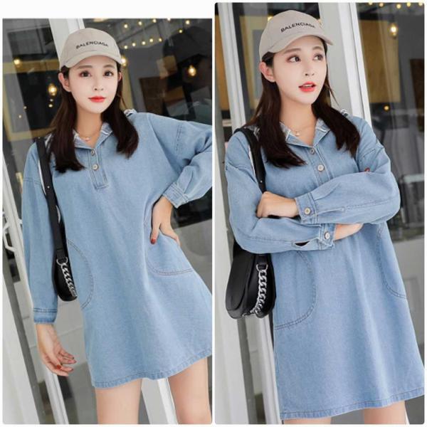 レディース　フード付き　デニム　ワンピース　ミニ丈　ボタン　長袖　秋　冬　カジュアル　キュート　可愛い　フェミニン　きれいめ　上品　エレガント　おしゃれ　お出かけ　お呼ばれ　ブルー　S　M　L　サイズ　送料無料