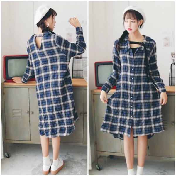 レディース　ワンピース　シャツワンピ　ミディ丈　ミモレ丈　長袖　秋　冬　カジュアル　キュート　可愛い　フェミニン　きれいめ　上品　エレガント　おしゃれ　お出かけ　お呼ばれ　レッド　ネイビー　S　M　L　サイズ　送料無料