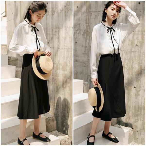 レディース　ボトムス　フレア　スカート　無地　ミモレ丈　エレガント　カジュアル　大人可愛い　フェミニン　オフィス　お出かけ　デート　デイリー　ホワイト　ブラック　S　M　L　送料無料