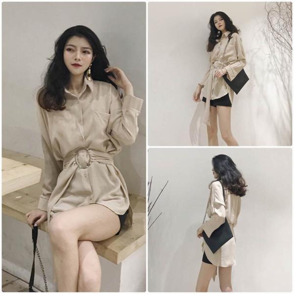 レディース　ライトアウター　コート　シャツ　ベルト　長袖　無地　ゆったり　カジュアル　大人可愛い　フェミニン　オフィス　お出かけ　デート　デイリー　ホワイト　ベージュ　フリー　送料無料