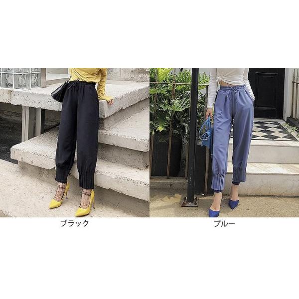 レディース　クロップドパンツ　半端丈　ウエストゴム　ジョガーパンツ　ボトムス　カジュアル　キュート　可愛い　フェミニン　きれいめ　エレガント　おしゃれ　お出かけ　オフィス　デイリー　普段着　ブラック　ブルー　S　M　L　サイズ　送料無料