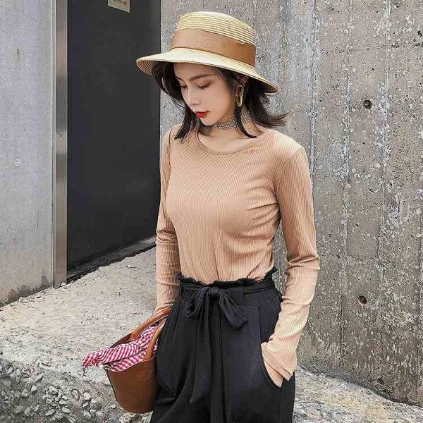 レディース　Tシャツ　長袖　無地　シンプル　スリム　タイト　ロングTシャツ　ロンT　トップス　カジュアル　キュート　大人　可愛い　フェミニン　おしゃれ　お出かけ　普段着　デイリー　ブラック　ホワイト　カーキ　フリーサイズ　ワンサイズ　送料無料