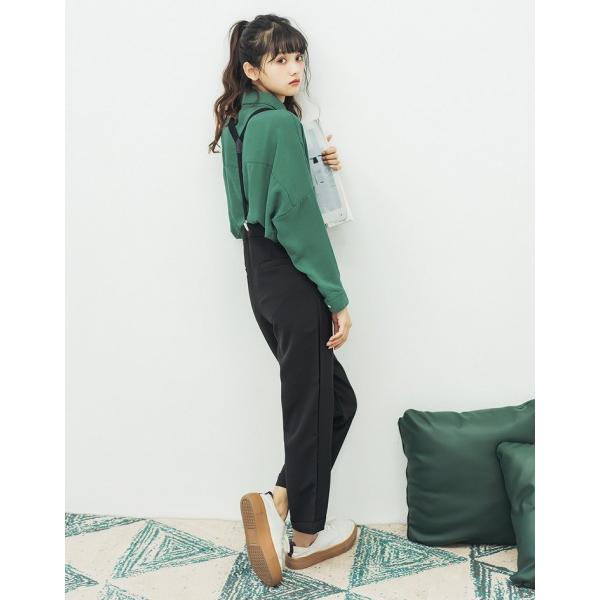 レディース　アンクルパンツ　サスペンダー　クロップドパンツ　半端丈　ボトムス　カジュアル　キュート　可愛い　フェミニン　きれいめ　エレガント　おしゃれ　お出かけ　オフィス　デイリー　普段着　ブラック　S　M　L　サイズ　送料無料