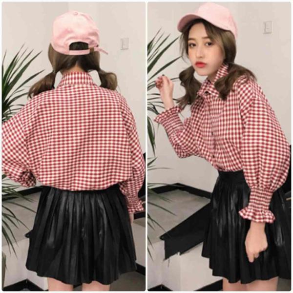 レディース　ブラウス　チェック柄　シャツ　長袖　キャンディスリーブ　ボリュームスリーブ　トップス　カジュアル　キュート　可愛い　フェミニン　きれいめ　上品　エレガント　おしゃれ　お出かけ　オフィス　デイリー　レッド　ネイビー　フリーサイズ　送料無料