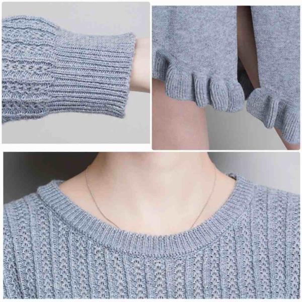 レディース　2点セット　ニット　セーター　長袖　フィッシュテールスカート　アシンメトリー　カジュアル　キュート　可愛い　フェミニン　きれいめ　上品　エレガント　おしゃれ　お出かけ　お呼ばれ　パープル　グレー　カーキ　ネイビー　M　L　サイズ　送料無料