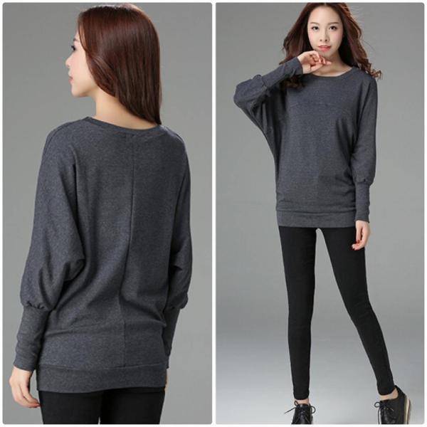 レディース Tシャツ 長袖 無地 シンプル ロングTシャツ ロンT ブラック グレー M L XL 2XL 3XL 4XL 大きいサイズ 送料無料