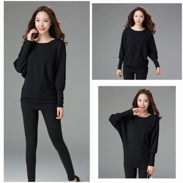 レディース Tシャツ 長袖 無地 シンプル ロングTシャツ ロンT ブラック グレー M L XL 2XL 3XL 4XL 大きいサイズ 送料無料