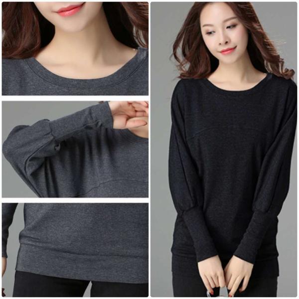 レディース Tシャツ 長袖 無地 シンプル ロングTシャツ ロンT ブラック グレー M L XL 2XL 3XL 4XL 大きいサイズ 送料無料