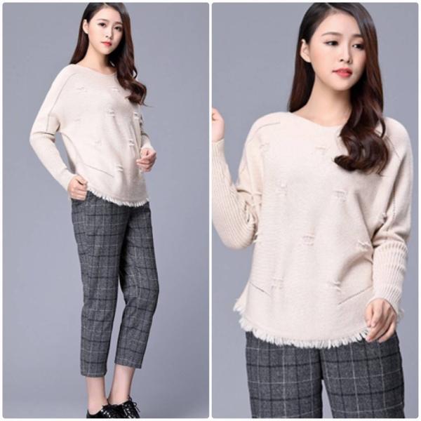 レディース セーター ニット クラッシュ加工 ダメージ加工 トップスホワイト グレー ブラック オリーブ ブラウン ホワイト フリーサイズ 送料無料