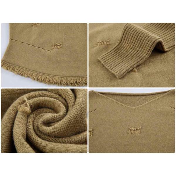 レディース セーター ニット クラッシュ加工 ダメージ加工 トップスホワイト グレー ブラック オリーブ ブラウン ホワイト フリーサイズ 送料無料