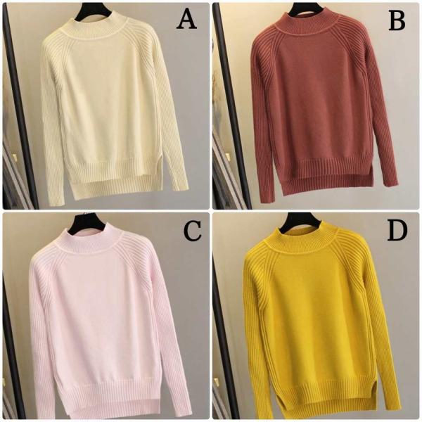 レディース ニット セーター ハイネック 長袖 ホワイト レッド ピンク イエロー グリーン ブラック フリーサイズ ワンサイズ 送料無料