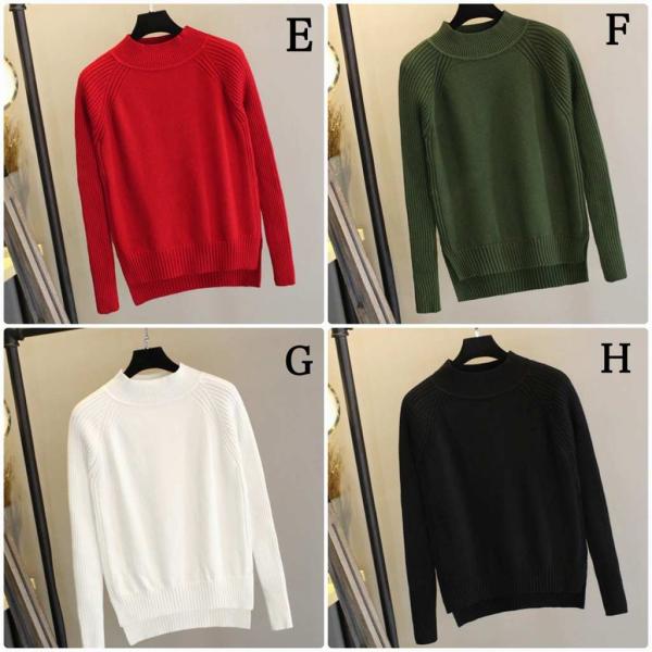 レディース ニット セーター ハイネック 長袖 ホワイト レッド ピンク イエロー グリーン ブラック フリーサイズ ワンサイズ 送料無料