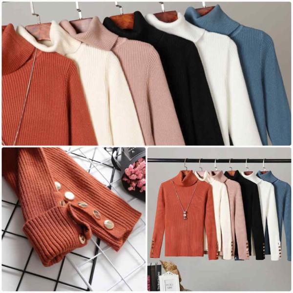 レディース ニット セーター タートルネック 長袖 トップス ブラウン ブラック ベージュ ブラウン ブルー ホワイト フリーサイズ 送料無料