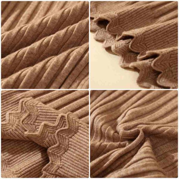 レディース ニット セーター ハイネック 七分袖 グレー ブラック グリーン ホワイト レッド ベージュ ブラウン フリーサイズ 送料無料